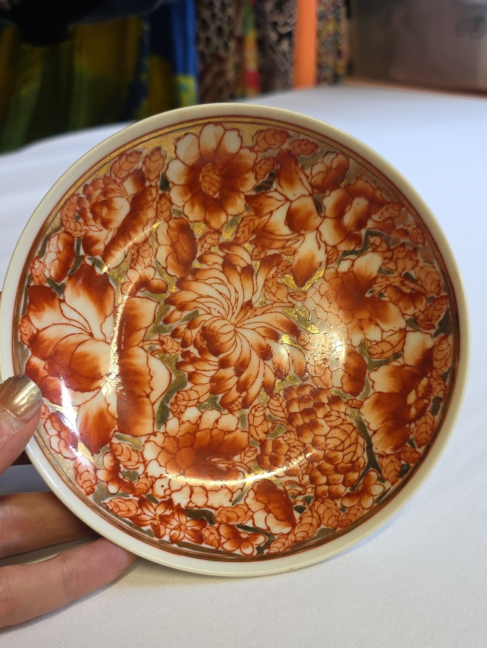 Vintage Kutani-Style "Thousand Flowers" Decorative Porcelain Dish